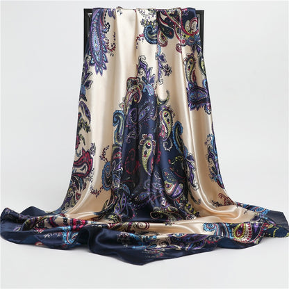 Neckerchief Shawl Wraps Print Silk Satin Scarf