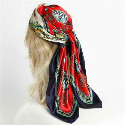 Neckerchief Shawl Wraps Print Silk Satin Scarf