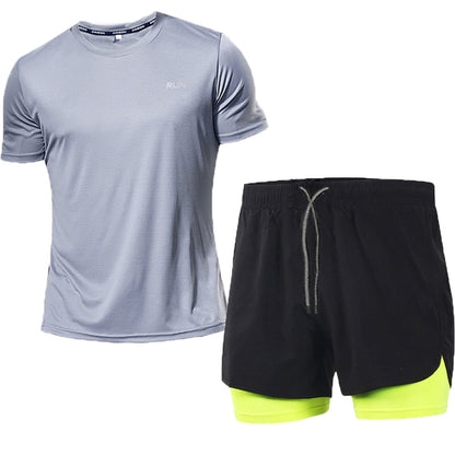 Men Running Sets Summer Sportswear Gym Fitness Suits Quick Dry T-Shirts+Short Sport Clothes Workout Training Sport Tracksuit