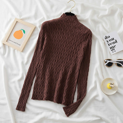 Half Turtleneck Sweater Women Knitwear Slim Solid Color