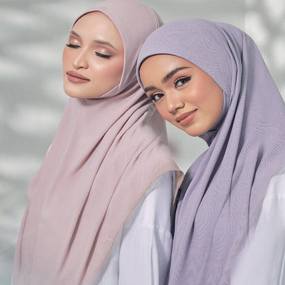 H124 plain big size muslim hijab with chin part top quality Hijab