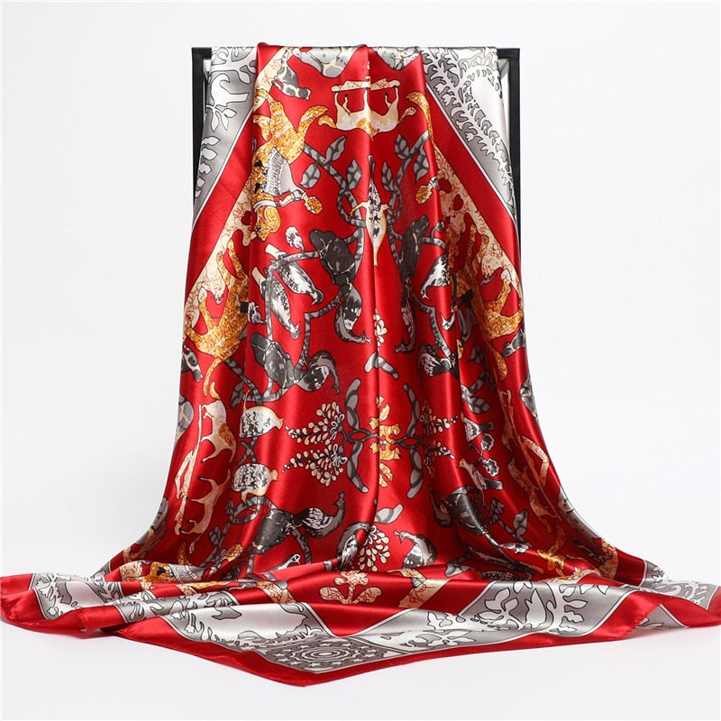 Neckerchief Shawl Wraps Print Silk Satin Scarf