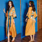 Black Print Flower Long Robe Nightgown Spring Summer Half Sleeve Kimono Bathrobe Gown Women Sexy Rayon Home Dress Loungewear