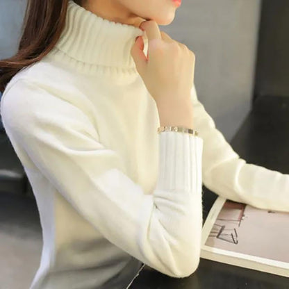 Women Turtleneck Sweater Pure Color Loose New Trend