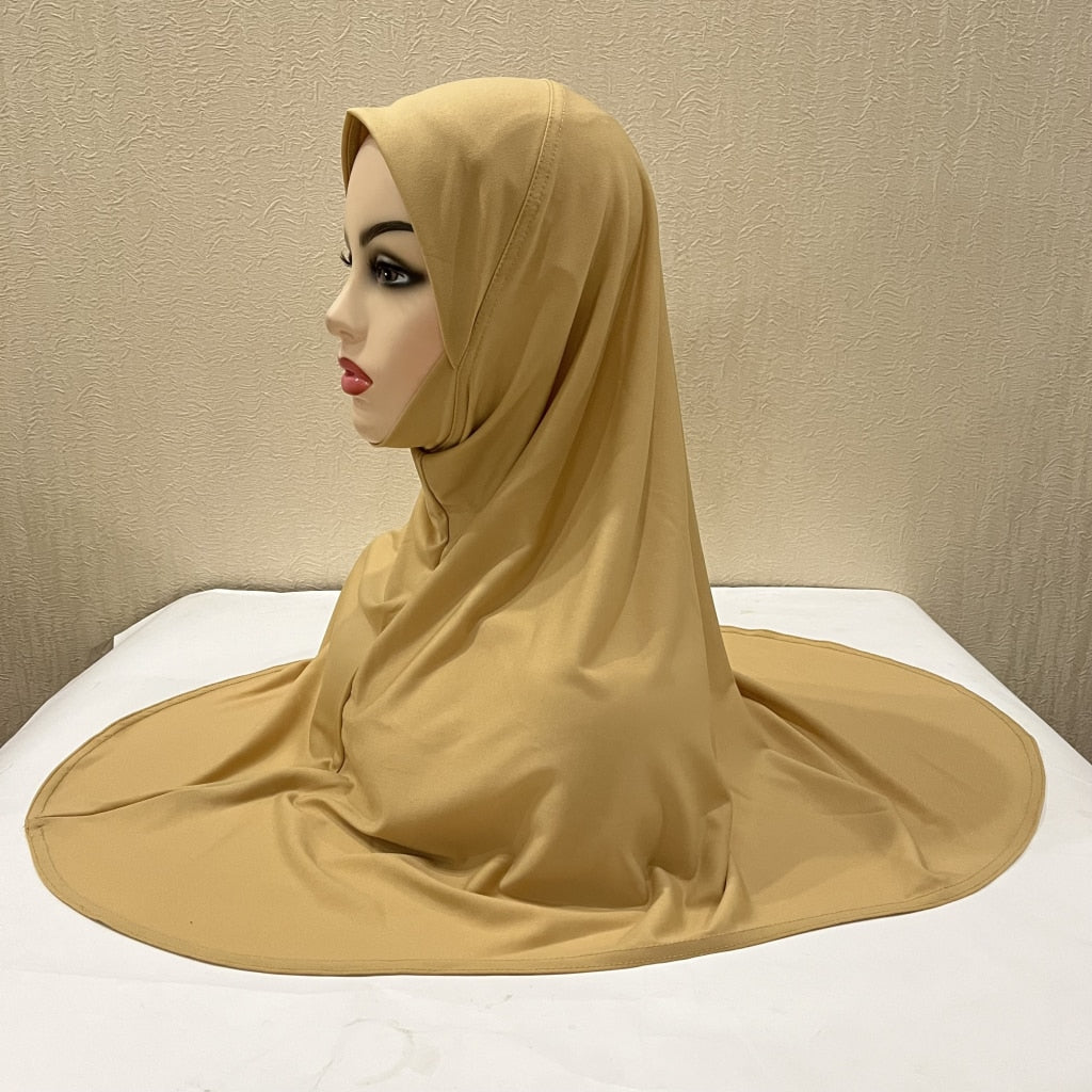 H124 plain big size muslim hijab with chin part top quality Hijab