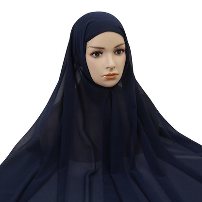 Muslim Women Chiffon Hijab With Cap Bonnet instant