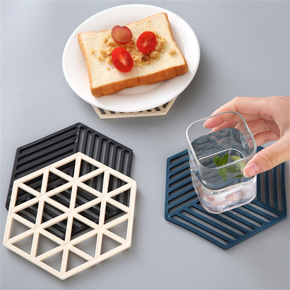 Silicone tableware insulating mat coaster hexagon silicone mats pad heat insulated bowl placemat home table decor kitchen tools