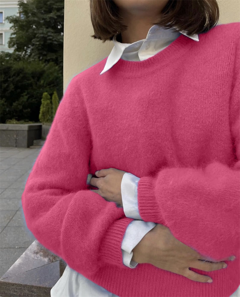 Soft Loose Knitted Cashmere Sweater Women 2023 New