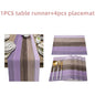 Farmhouse Wood Texture Table Runner Tablecloths Combination Set Wedding Party Event Dining Table Decoration Hotel Home Tablecloth