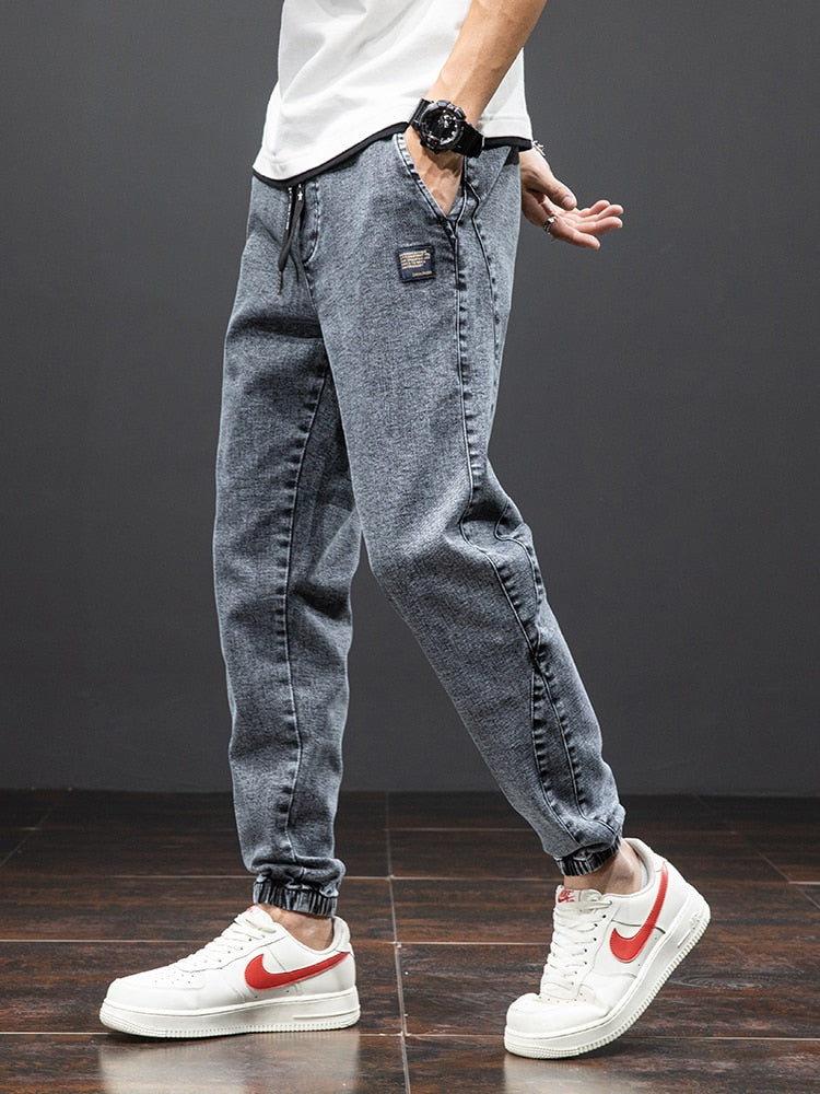 Frühling Sommer Schwarz Blau Fracht Jeans Männer Streetwear Denim Jogger Hosen Männer Baggy Harem Jean Hosen Plus Größe 6XL 7XL 8XL