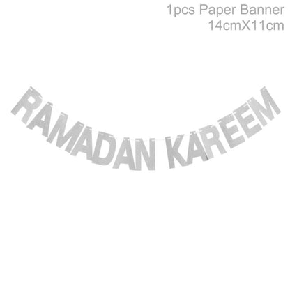 Eid Mubarak Banner Bunting Balloons Plates Napkins Tablecloth Kareem Ramadan Decoration Muslim Islamic Festival Party Supplies