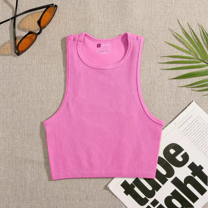 Crop Top Women Solid Basic T-shirts Vest Seamless Streetwear