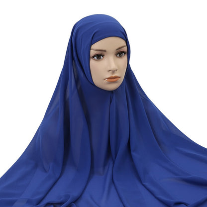 Muslim Women Chiffon Hijab With Cap Bonnet instant