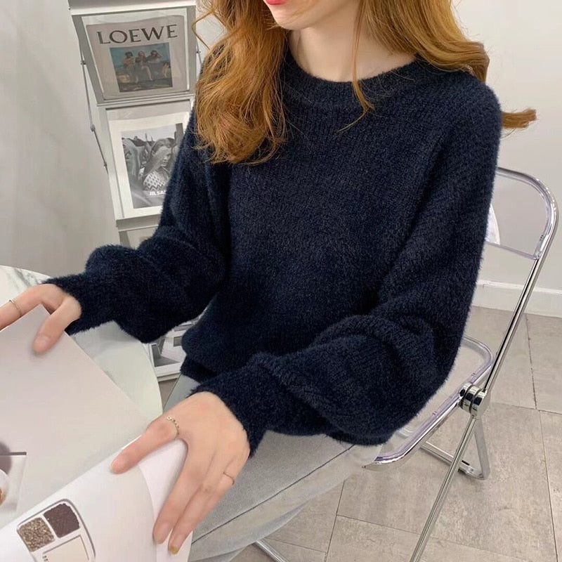 Soft Loose Knitted Cashmere Sweater Women 2023 New