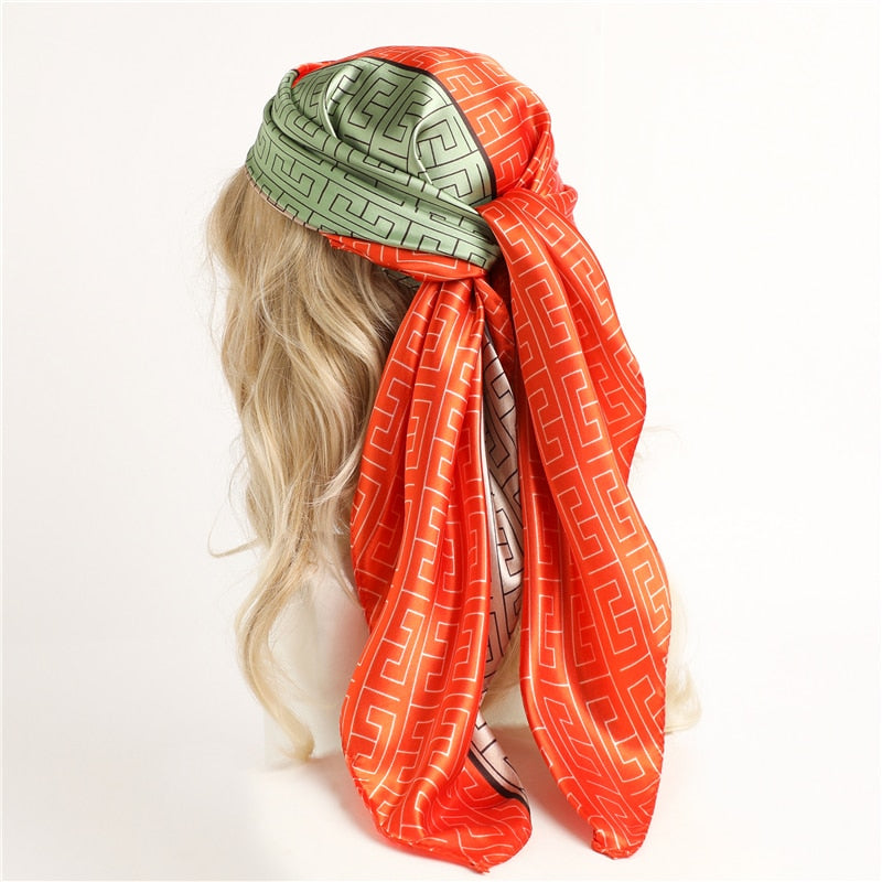 Neckerchief Shawl Wraps Print Silk Satin Scarf