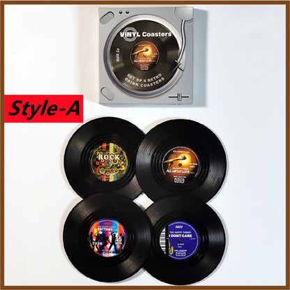 6 stücke Retro Vinyl Record Tasse Coaster Anti-slip Kaffee Untersetzer Wärme Beständig Musik Trinken Becher Matte Tisch Tischset wohnkultur Geschenke