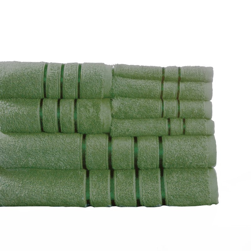 Luxurious green washcloth, hand towel and bath towel set - ideal for your stay at home and in the hotel