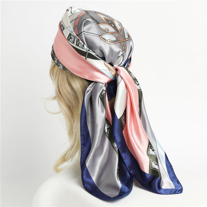 Neckerchief Shawl Wraps Print Silk Satin Scarf