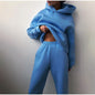 Women Tracksuit Suit Autumn Fashion Warm Hoodie Sweatshirts Two Pieces Oversized Solid Casual Hoody Pullover Long Pants Sets