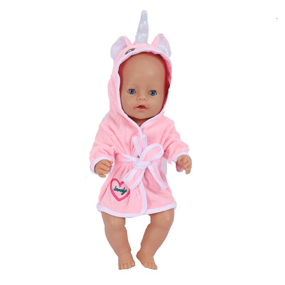 18 zoll Puppe Kleidung Einhorn Bademantel Anzug 43 Cm Puppe Kleidung Geboren Baby Fit Amerikanische Mädchen Puppe Zubehör Puppen für mädchen Geschenk