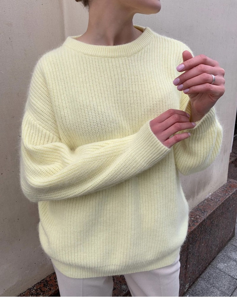 Soft Loose Knitted Cashmere Sweater Women 2023 New