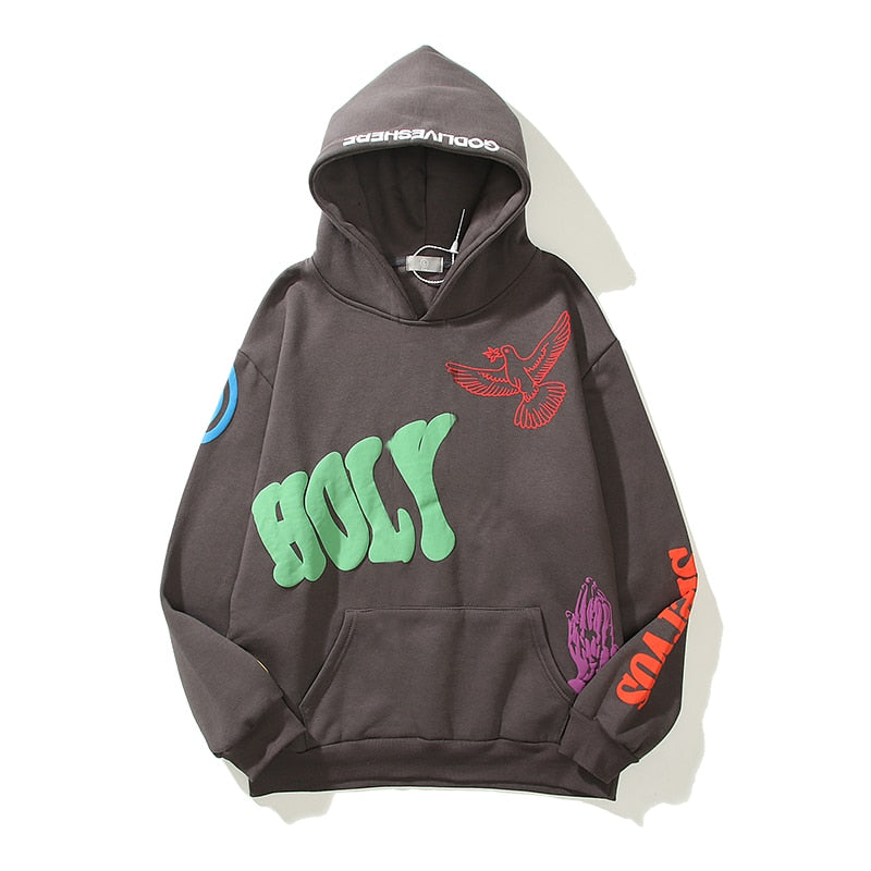 Graffiti Brief Schaum Plus Samt Kanye Sweatshirts männer Übergroße Fleece