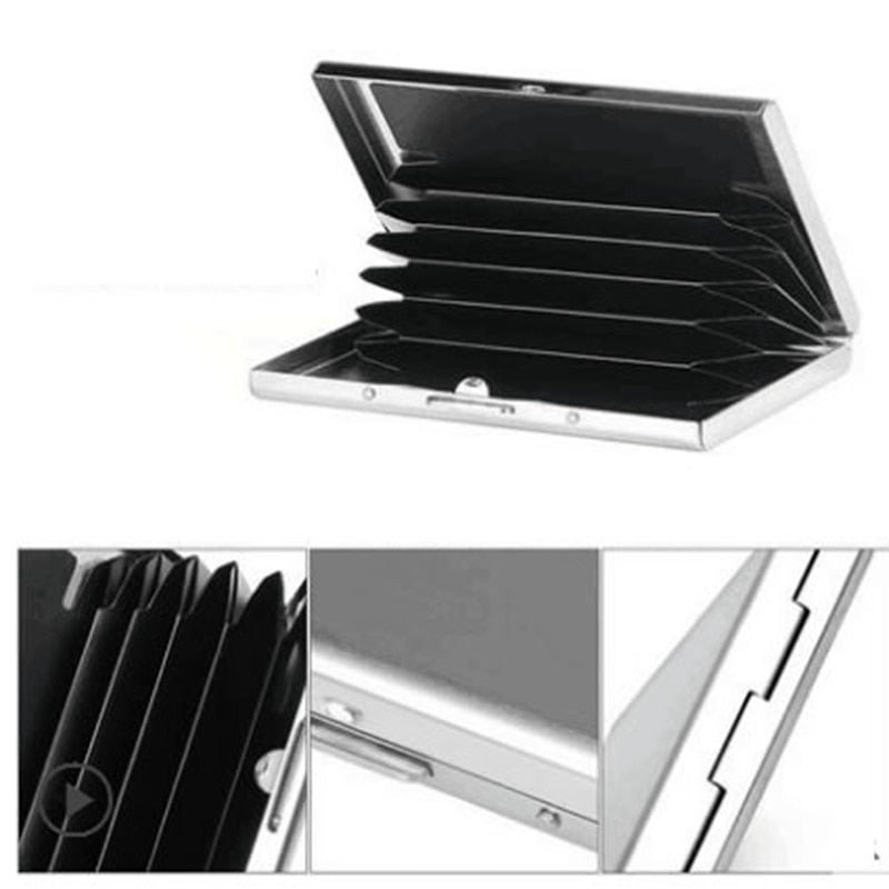 Fashion Aluminum Anti Magnetic Card Holder Women Men Metal Credit Card Business Card Holder Organizer Purse Wallet