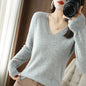 Women's sweater autumn winter knitted sweater V-neck slim fit