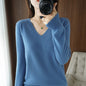 Women's sweater autumn winter knitted sweater V-neck slim fit