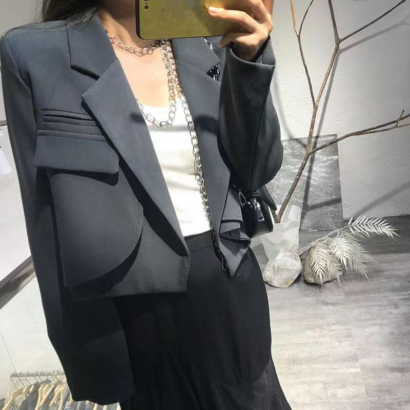 Frühling Mode frauen Blazer Koreanische Stil Büro Abgeschnitten Blazer