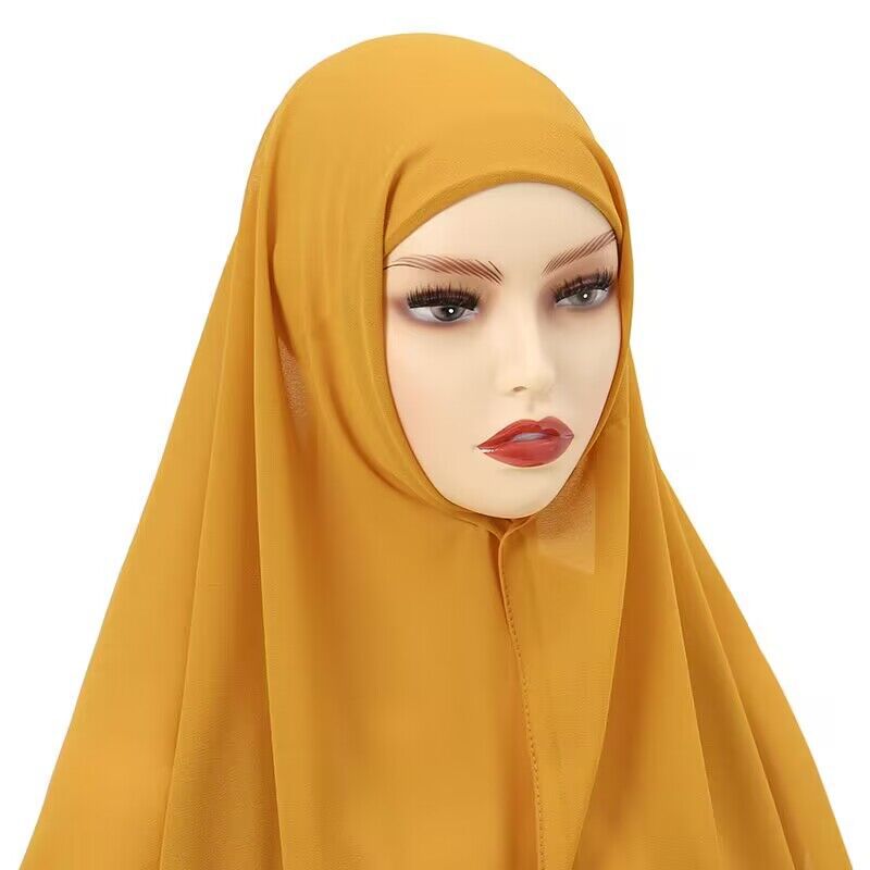 Muslim Women Chiffon Hijab With Cap Bonnet instant