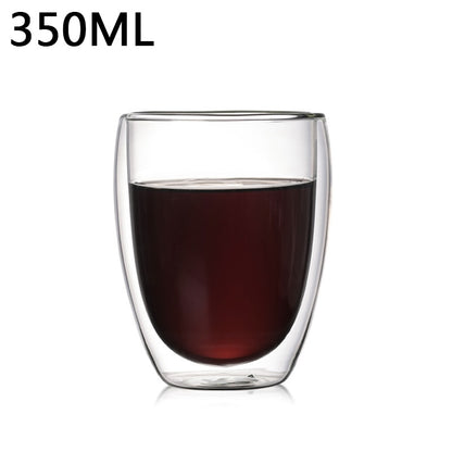 1-6PCS 80-450ML Heat Resistant Double Wall Tea Glass Cup Beer Coffee Handmade Creative Cold Drinks Transparent Drinkware Set
