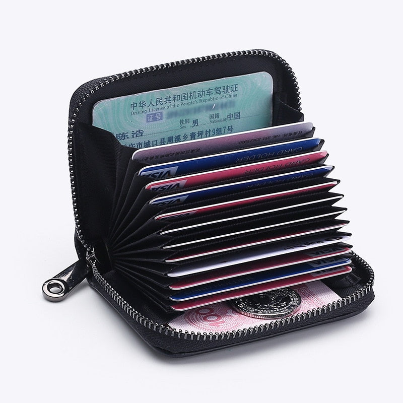 ID Card Holder Bank Credit Bus Cards Cover Anti Degaussing Coin Pocket Wallet Bag Business Zipper Card Holder Organizer