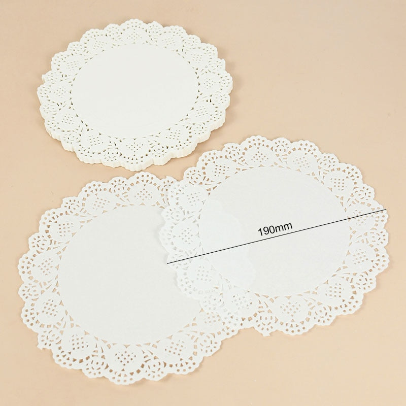 100pcs White Round Paper Doilies Lace Placemats for Tables Wedding Christmas Birthday Party Cake Placemat Table Decoration