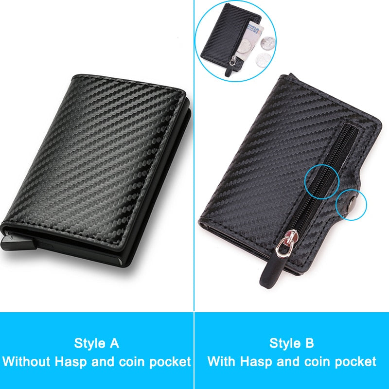 Carbon Fiber Rfid Card Holder Men Wallets Money Bag Zipper Purse Small Leather Mini Slim Wallets Vallet Carteira Masculina