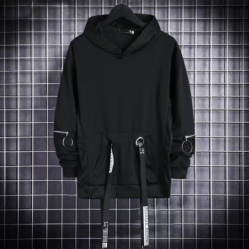 Herbst männer Hoodie Sweatshirt Casual Schwarz Hoodies Tops Techwear Hip Hop