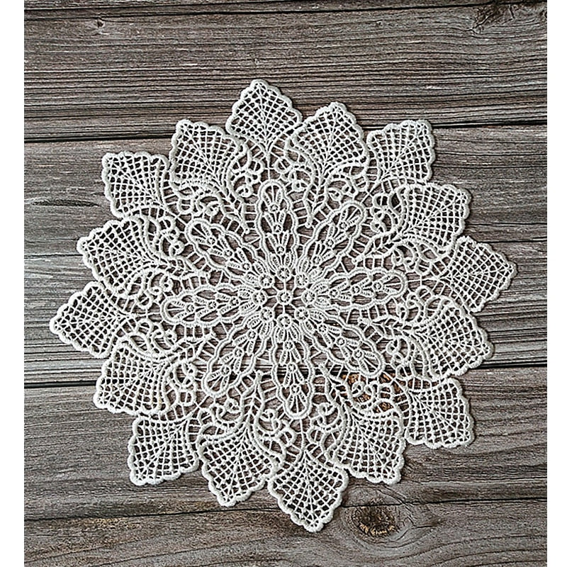 NEW round Lace sun flower embroidery placemat cup coaster kitchen wedding Christmas table place mat cloth pad New Year doily