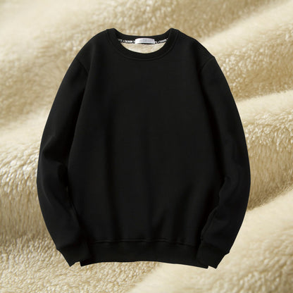 Winter Fleece Thickened Sweatshirts Male Retro Casual O-neck Long Sleeve Hoodie Tops