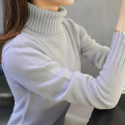 Frauen Rollkragen Pullover Reine Farbe Lose Neue Trend