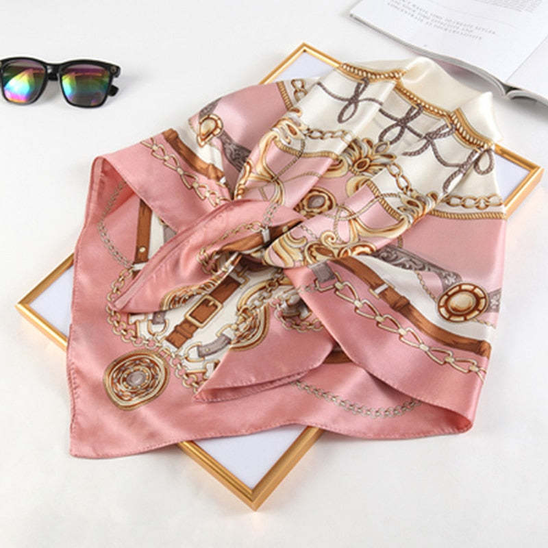 Square Silk Scarves Women 90*90cm Satin Hijab Scarf Muslim