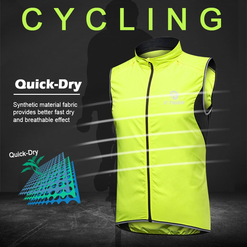 Cycling Vest Windproof Bicycle Vest Black MTB Running Windbreaker Vests Outdoor Sport Wind