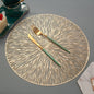 Tisch Matte Hibiscus Blume Bronzing PVC Tischset Hohl Isolierung Coaster Pads Tabelle Bowl Home Weihnachten Decor Wärme Beständig