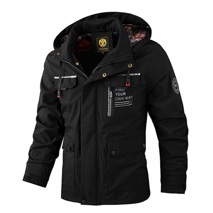 Fashion Men's Casual Windbreaker Jacket Hooded Jacket Men's Waterproof Jacket Soft