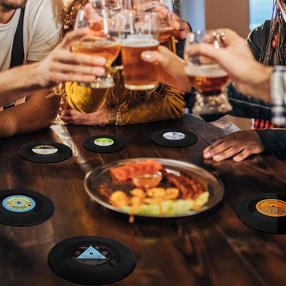 6 stücke Retro Vinyl Record Tasse Coaster Anti-slip Kaffee Untersetzer Wärme Beständig Musik Trinken Becher Matte Tisch Tischset wohnkultur Geschenke