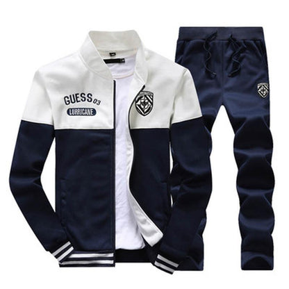 Tracksuits Men Polyester Sweatshirt Sport Fleece 2023 Gyms Spring Jacket + Pants Casual Men's Track Suit Sportswear Fitness