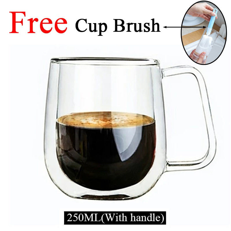 Double Wall High Borosilicate Glass Mug Heat Resistant Tea Milk Lemon Juice Coffee Water Cup Bar Drink Lover Gift Creativity