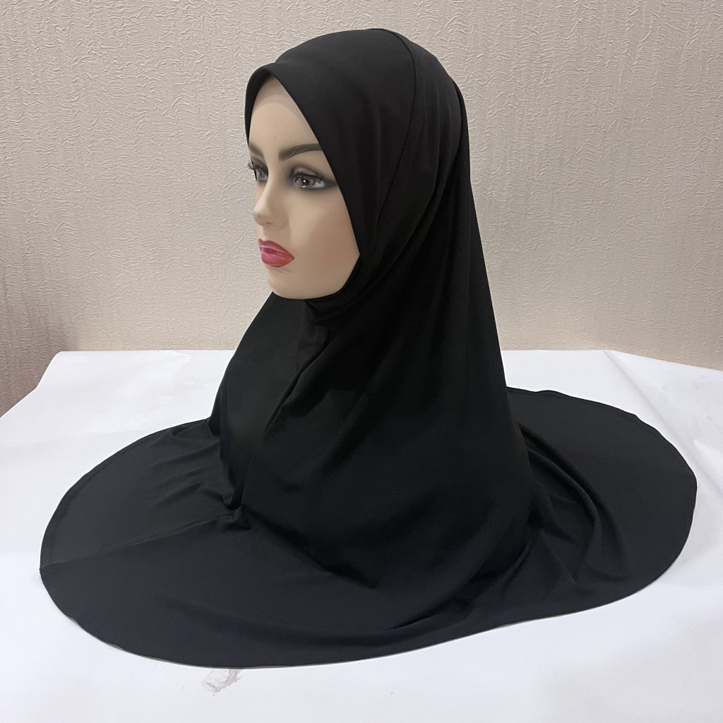 H124 plain big size muslim hijab with chin part top quality Hijab