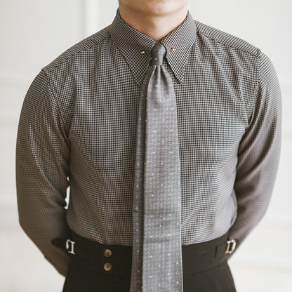 Rooster print men's business shirt long sleeve slim fit