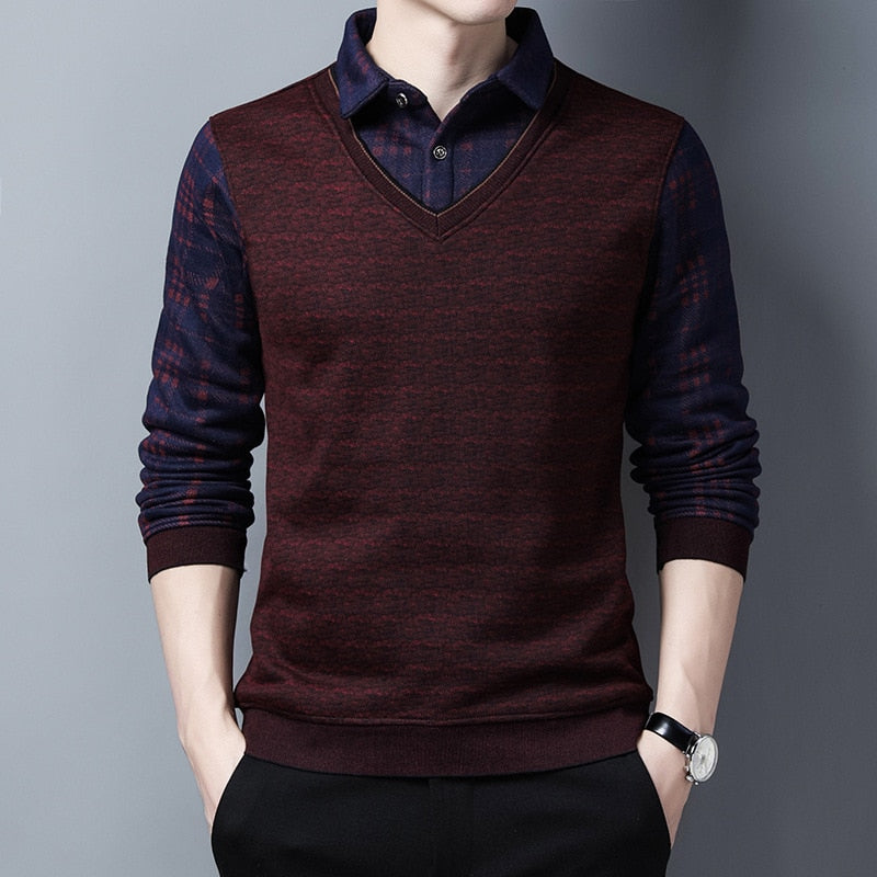 Sweater Fleece Thickened Knitted Men Clothing