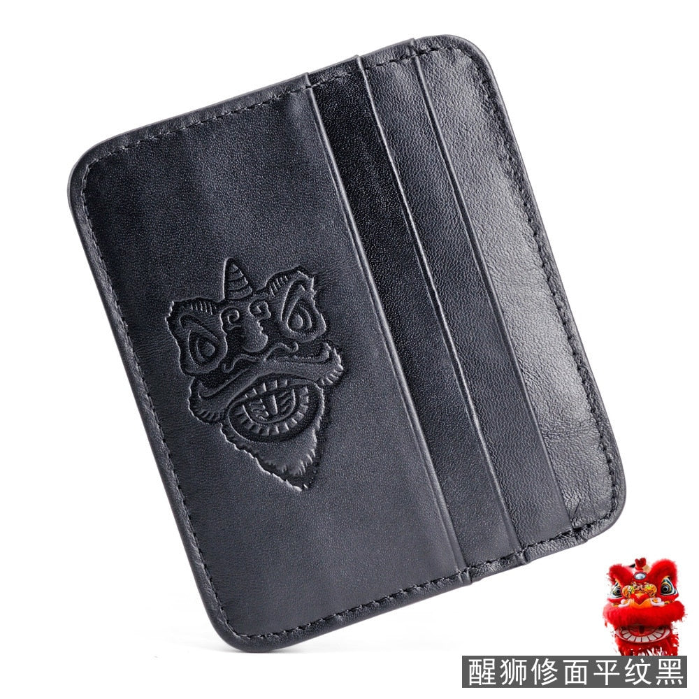 Retro First Layer Genuine Leather Card Bag with 7 Card Slot Super Thin 100% Real Leather Bank Card Holder Coin Purse Type Wallet